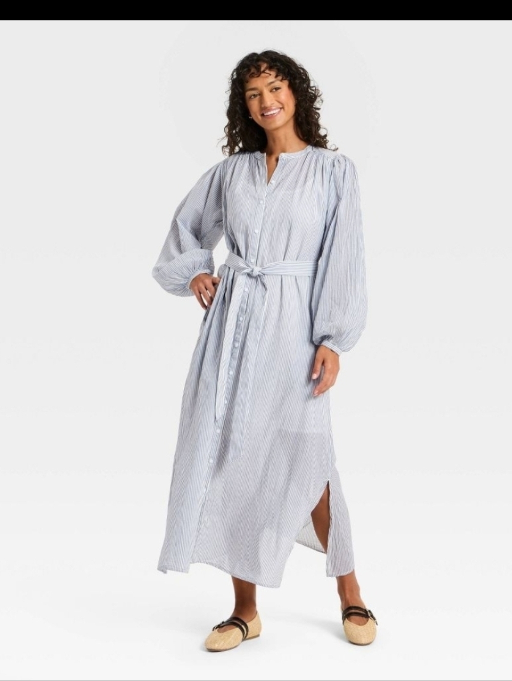 Universal Thread Women's Balloon Long Sleeve Collared Neck Maxi Shirtdress XS - Picture 1 of 5
